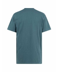 Мужская темно-бирюзовая футболка с круглым вырезом с принтом от Supreme