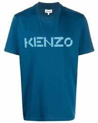 Мужская темно-бирюзовая футболка с круглым вырезом с принтом от Kenzo