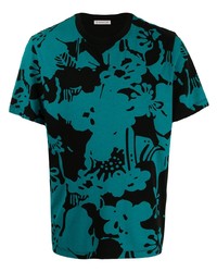 Мужская темно-бирюзовая футболка с круглым вырезом с принтом от Moncler