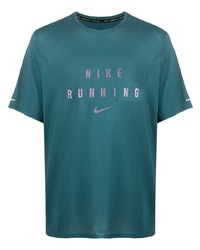 Мужская темно-бирюзовая футболка с круглым вырезом с принтом от Nike