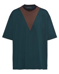 Мужская темно-бирюзовая футболка с круглым вырезом с принтом от Prada