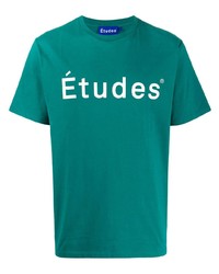 Мужская темно-бирюзовая футболка с круглым вырезом с принтом от Études
