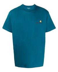 Мужская темно-бирюзовая футболка с круглым вырезом от Carhartt WIP