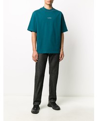 Мужская темно-бирюзовая футболка с круглым вырезом от Acne Studios