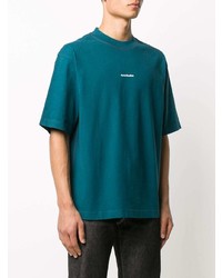 Мужская темно-бирюзовая футболка с круглым вырезом от Acne Studios
