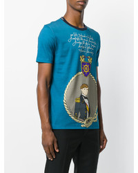 Мужская темно-бирюзовая футболка с принтом от Dolce & Gabbana