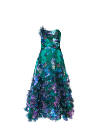 Темно-бирюзовое вечернее платье с украшением от Marchesa Notte