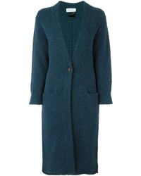 Женское темно-бирюзовое пальто из мохера от Christian Wijnants