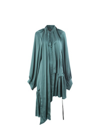 Темно-бирюзовое платье-миди со складками от Ann Demeulemeester