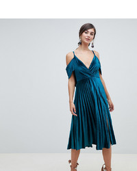 Темно-бирюзовое платье-миди со складками от Asos Tall