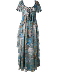 Темно-бирюзовое платье с принтом от Temperley London