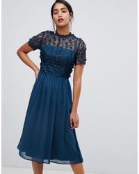 Темно-бирюзовое платье с пышной юбкой из фатина