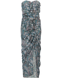 Темно-бирюзовое шелковое платье с "огурцами" от Veronica Beard