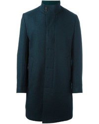 Темно-бирюзовое шерстяное пальто