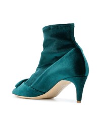 Темно-бирюзовые бархатные ботильоны от Rupert Sanderson