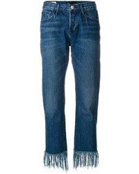 Женские темно-бирюзовые джинсы c бахромой от 3x1