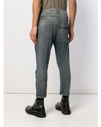 Мужские темно-бирюзовые джинсы в стиле пэчворк от Rick Owens DRKSHDW