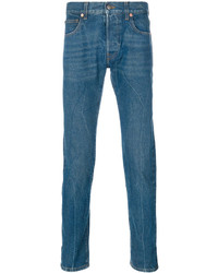 Мужские темно-бирюзовые джинсы с вышивкой от Gucci