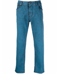 Мужские темно-бирюзовые джинсы с принтом от Dolce & Gabbana