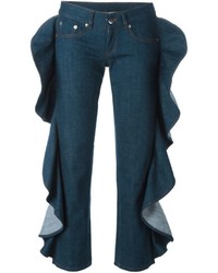 Женские темно-бирюзовые джинсы от MM6 MAISON MARGIELA