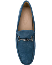 Мужские темно-бирюзовые замшевые лоферы от Tod's