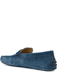 Мужские темно-бирюзовые замшевые лоферы от Tod's