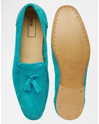 Мужские темно-бирюзовые замшевые лоферы от Asos