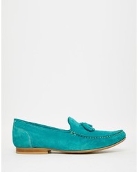 Мужские темно-бирюзовые замшевые лоферы от Asos