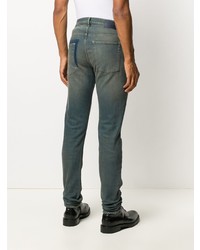 Мужские темно-бирюзовые зауженные джинсы с принтом от Zadig & Voltaire