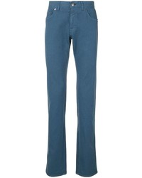 Мужские темно-бирюзовые зауженные джинсы от Brioni