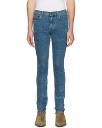 Мужские темно-бирюзовые зауженные джинсы от Saint Laurent