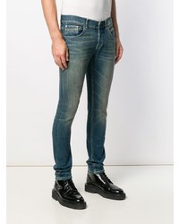 Мужские темно-бирюзовые зауженные джинсы от Dondup