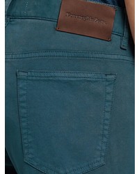 Мужские темно-бирюзовые зауженные джинсы от Ermenegildo Zegna