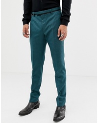 Темно-бирюзовые классические брюки с принтом