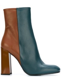 Женские темно-бирюзовые кожаные ботинки от Jil Sander