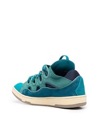 Мужские темно-бирюзовые кожаные низкие кеды от Lanvin