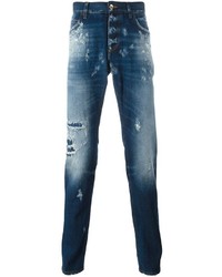 Мужские темно-бирюзовые рваные джинсы от Dolce & Gabbana