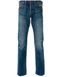 Мужские темно-бирюзовые рваные джинсы от Simon Miller