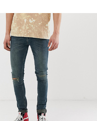 Мужские темно-бирюзовые рваные зауженные джинсы от ASOS DESIGN
