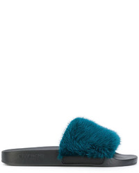 Темно-бирюзовые сандалии на плоской подошве от Givenchy