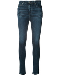Темно-бирюзовые хлопковые джинсы скинни от AG Jeans