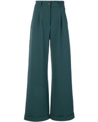 Женские темно-бирюзовые шерстяные брюки от Societe Anonyme