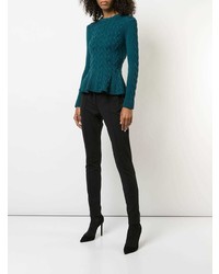 Женский темно-бирюзовый вязаный свитер от Jason Wu