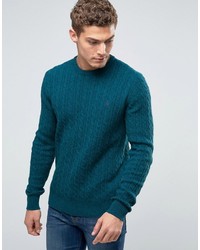 Мужской темно-бирюзовый вязаный свитер от Jack Wills