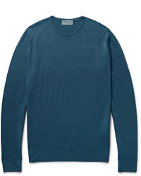 Мужской темно-бирюзовый вязаный свитер от John Smedley