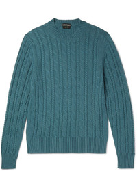 Мужской темно-бирюзовый вязаный свитер от Tom Ford