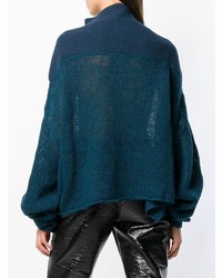 Темно-бирюзовый вязаный свободный свитер от Unravel Project