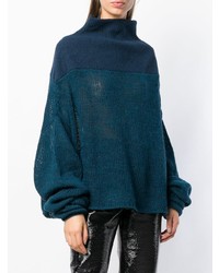 Темно-бирюзовый вязаный свободный свитер от Unravel Project