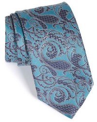 Темно-бирюзовый галстук с "огурцами"