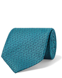 Мужской темно-бирюзовый галстук с принтом от Charvet